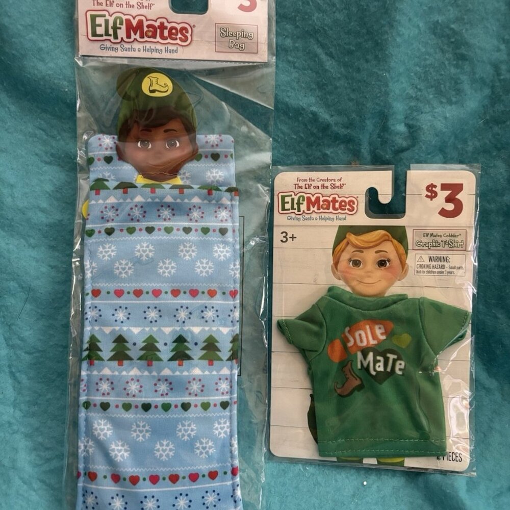 ELF MATES Green Holiday  T-shirt And Blue Sleeping Bag Elf On A Shelf